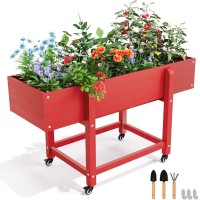 LUE BONA 48" inch Garden Bed, HDPS Raised Planter Box with Wheels for Vegetables, Flowers, Fruits - TX-005