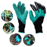 2 Pair Rubber Gardening Gloves, Puncture Resistant Gloves with 4 Fingertip Claws for Pruning, Digging & Planting of Home, Garden, Nursery Plants (Green) 2 Pair Rubber Gardening Gloves, Puncture Resistant Gloves with 4 Fingertip Claws for Pruning, Digging & Planting of Home, Garden, Nursery Plants (Green)