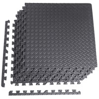 Interlocking Exercise Floor Mats 6-Piece EVA Foam Gym Flooring Tiles with Edge Borders, Textured Anti-Slip Surface, 57.3 cm Black Puzzle Mat for Home Gym & Workout Areas Interlocking Exercise Floor Mats 6-Piece EVA Foam Gym Flooring Tiles with Edge Borders, Textured Anti-Slip Surface, 57.3 cm Black Puzzle Mat for Home Gym & Workout Areas