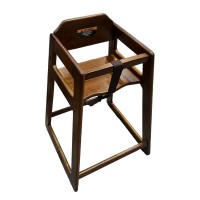 Wooden High Chair, 20" inch Baby Dining Chair with Harness, Wide Base (Walnut Brown) - 106301