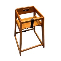Wooden High Chair, 20" inch Baby Dining Chair with Harness, Wide Base (Light Brown) - 1023584