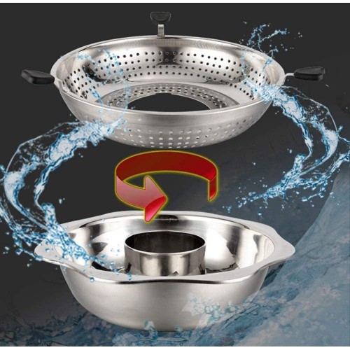 Stainless Steel Hot Pot with Rotating Lifting Drainage Basket