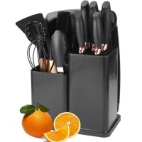 19 PCS Kitchenware Set, Cooking Utensils and Knife Set with 11 Silicone Utensils, 5 Knives, Scissors, Cutting Board for Home, Kitchen, Cooking - UK0019 19 PCS Kitchenware Set, Cooking Utensils and Knife Set with 11 Silicone Utensils, 5 Knives, Scissors, Cutting Board for Home, Kitchen, Cooking - UK0019