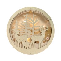 2PCS LED Sparkle Scene, 30 x 30 cm Illuminated Wooden Glitter Ornament Decoration Woodland Deer for Christmas, Winter, Holidays - 1034753