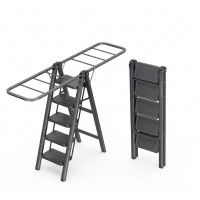 Step Ladder Drying Rack Foldable Height-Adjustable Clothes Drying Stand with Wide Non-Slip Steps 5-Step Laundry Ladder Rack Indoor Space-Saving Clothes Hanger Model LYJ5STEP Step Ladder Drying Rack Foldable Height-Adjustable Clothes Drying Stand with Wide Non-Slip Steps 5-Step Laundry Ladder Rack Indoor Space-Saving Clothes Hanger Model LYJ5STEP