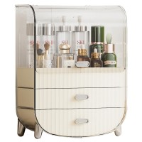 2-Layer Makeup Storage Organizer, Multifunctional Storage Box with Transparent Lid, 2 Drawers for Home, Bedroom, Bathroom - DC-108