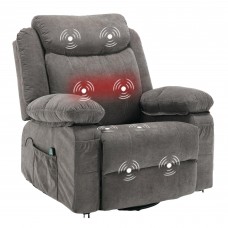 Massage Recliner Chair, 360° Swivel Rocker Reclining Chair with Massage and Heat Function for Home, Living Room (Grey) - XL-1157GM (Random Color Pick Up)