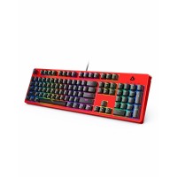 AUKEY KM-G18 Red Mechanical Keyboard, Gaming Keyboard with 104 keys, Red Switches, RGB Backlight for PC and Mac