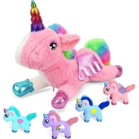 Plush Animal Toys, Mommy Unicorn Stuffed Toy with 4 Babies Plush Doll Set for Kids, Girls, 3+ Years Old - MS-M-Plush Plush Animal Toys, Mommy Unicorn Stuffed Toy with 4 Babies Plush Doll Set for Kids, Girls, 3+ Years Old - MS-M-Plush