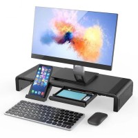 Foldable Monitor Stand with Storage Drawers & Phone Holder, Adjustable Length Computer Riser for Laptop, PC, iMac, Desk Organizer, Space-Saving Desktop Shelf  Foldable Monitor Stand with Storage Drawers & Phone Holder, Adjustable Length Computer Riser for Laptop, PC, iMac, Desk Organizer, Space-Saving Desktop Shelf