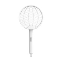 Electric Mosquito Swatter, Foldable Rechargeable Bug Zapper, White Electric Mosquito Swatter, Foldable Rechargeable Bug Zapper, White
