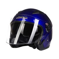 JIEKAI Motorcycle Helmet with Dual Lens Visor, Lightweight and Breathable (Blue) - 512