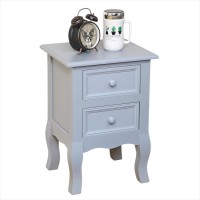 Bedside Table, Nightstand Organizer Storage Cabinet with 2 Drawers for Home, Bedroom (Grey) - D03-Grey