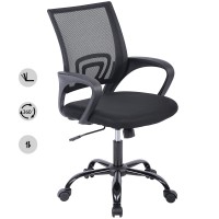 Ergonomic Office Chair, Modern Adjustable Computer Chair with Lumbar Support, Armrests, Swivel Wheels for Home, Office (Black) - DY-YZ01-BL-BL