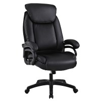 KASORIX Ergonomic Office Chair, Adjustable Swivel Chair with PU Leather, High-Back Lumbar Support, Flip-Up Armrests for Home, Office (Black) - GD-9249