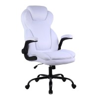 KASORIX Ergonomic Office Chair, Adjustable Swivel Chair with Velvet Lining, High-Back Lumbar Support, Flip-Up Armrests for Home, Office (Velvet White) - GD-9351