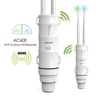 WAVLINK AC600 Outdoor WiFi Range Extender, 2.4+5G 600Mbps Outdoor PoE Access Point, 3 in 1 Wireless AP (CPE)/ Exterior Router/WiFi Repeater - WN570HA1 