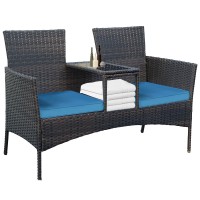 Patio Loveseat Set, Outdoor 2-Seat Rattan Leisure Furniture with Storage Compartment, Soft Cushion for Home, Patio, Garden, Courtyard (Light Blue) - CY-OUT025 Patio Loveseat Set, Outdoor 2-Seat Rattan Leisure Furniture with Storage Compartment, Soft Cushion for Home, Patio, Garden, Courtyard (Light Blue) - CY-OUT025
