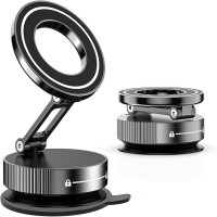 Magnetic Vacuum Suction Phone Holder 360° Adjustable Car Mount with Foldable Arm, 20-Magnet Ring Grip, Adhesive Pad for Dashboard Windshield Desk Kitchen, Black Magnetic Vacuum Suction Phone Holder 360° Adjustable Car Mount with Foldable Arm, 20-Magnet Ring Grip, Adhesive Pad for Dashboard Windshield Desk Kitchen, Black
