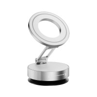 Magnetic Vacuum Suction Phone Holder 360° Adjustable Car Mount with Foldable Arm, 20-Magnet Ring Grip, Adhesive Pad for Dashboard Windshield Desk Kitchen, Silver Magnetic Vacuum Suction Phone Holder 360° Adjustable Car Mount with Foldable Arm, 20-Magnet Ring Grip, Adhesive Pad for Dashboard Windshield Desk Kitchen, Silver