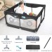 Baby Playpen with Mat, 50" x 50" x 27" Play Yard with Washable Playmat, Thickened Steel Pipes  for Babies, Toddlers - BP5027-H