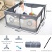 Baby Playpen with Mat, 50" x 50" x 27" Play Yard with Washable Playmat, Pull Rings, Storage Bag for Babies, Toddlers - BP5027