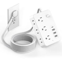 Power Strip with USB Ports, 6 AC Outlets, 3 USB-A & 1 USB-C Charging Ports, 4.8 ft Flat Extension Cord, 45° Angled Plug, Wall Mountable Charging Station for Home Office Desk Power Strip with USB Ports, 6 AC Outlets, 3 USB-A & 1 USB-C Charging Ports, 4.8 ft Flat Extension Cord, 45° Angled Plug, Wall Mountable Charging Station for Home Office Desk