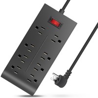 2-Pack Surge Protector Power Strip with 1.5M Cord, 8 AC Outlets, Flat Plug for Home, Office, Dorm Essentials, Wall Mount - U8