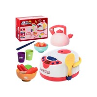 Smart Spray Rice Cooker Toy, Kitchen Cooking Pretend Playset with Sounds, Music for Kids (Pink) - Y8815