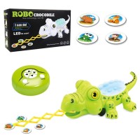 Interactive Robo Crocodile Toy, 2.4G Wireless Remote Control Crocodile Toy with LED Lights, Sound, Walking Function, Tongue Shooting - 5688-8