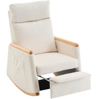 Accent Rocking Chair with Footrest, Upholstered Lounge Armchair with Solid Wood Base, High-Back, Side Pocket for Home, Living Room, Bedroom - LY-5021 Accent Rocking Chair with Footrest, Upholstered Lounge Armchair with Solid Wood Base, High-Back, Side Pocket for Home, Living Room, Bedroom - LY-5021