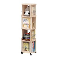 4 Tier Rotating Bookshelf with Wheels, 360° Solid Wood Rotating Stackable Shelves Bookshelf Organizer for Home, Bedroom, Office 4 Tier Rotating Bookshelf with Wheels, 360° Solid Wood Rotating Stackable Shelves Bookshelf Organizer for Home, Bedroom, Office