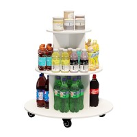 3-Tier Rotating Display Cart, Multifuctional Mobile Stand with 360° Rotating Wheels for Drinks, Snacks, Cosmetics, Toys (Round) 3-Tier Rotating Display Cart, Multifuctional Mobile Stand with 360° Rotating Wheels for Drinks, Snacks, Cosmetics, Toys (Round)