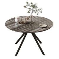 47 inch Round Dining Table, Wooden Tabletop and Metal Frame for 4-6 People, Home, Kitchen, Living Room (Grey) - HCCZY033BK-A 47 inch Round Dining Table, Wooden Tabletop and Metal Frame for 4-6 People, Home, Kitchen, Living Room (Grey) - HCCZY033BK-A