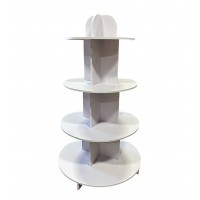 4-Tier Round Display Shelf, 80 x 137 cm Fixed Circular Storage Rack, Modern White Wooden Organizer for Home, Office, Retail Display, Books, Toys, and Décor  4-Tier Round Display Shelf, 80 x 137 cm Fixed Circular Storage Rack, Modern White Wooden Organizer for Home, Office, Retail Display, Books, Toys, and Décor