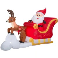 1.5M Inflatable Santa Claus with Sleigh and Reindeer, Christmas Outdoor Decoration with LED Lights, Self-Inflating Blow Up Yard Décor with Stakes & Ropes – LYC-090 1.5M Inflatable Santa Claus with Sleigh and Reindeer, Christmas Outdoor Decoration with LED Lights, Self-Inflating Blow Up Yard Décor with Stakes & Ropes – LYC-090