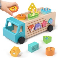 Wooden Shape Sorting Truck, Educational Development Learning Toy for Toddlers, Kids, 12-18 Months - SST-001