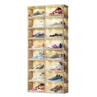 ANTBOX LED Shoe Box with Sound Control Lights, Shoe Storage Organizer with Magnetic Doors, 8 Layers, 16 Grids (16 Pairs) - STA2-D16