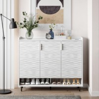 Modern Shoe Cabinet with Motion Sensor Light & Deodorizer  3-Door Engineered Panel Shoe Storage Organizer with Adjustable Shelves, Large Capacity Shoe Rack for Entryway, Hallway, Living Room – 46" x 13" x 39" Model YJ3XGB Modern Shoe Cabinet with Motion Sensor Light & Deodorizer  3-Door Engineered Panel Shoe Storage Organizer with Adjustable Shelves, Large Capacity Shoe Rack for Entryway, Hallway, Living Room – 46" x 13" x 39" Model YJ3XGB