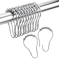 Shower Curtain Hooks, 12 Pack, Rust-Resistant Metal Roller Rings, Chrome Shower Curtain Hooks, 12 Pack, Rust-Resistant Metal Roller Rings, Chrome