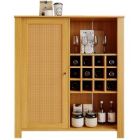 Sideboard Cabinet, Accent Storage Cabinet with Adjustable Shelves, Wine Rack for Home, Kitchen, Dining Room - SMT-WR034OAK