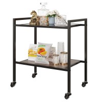 ODIKA 2-Tier Side Table, Rolling End Table with Glass Top, Rolling Wheels for Home, Living Room, Bedroom - ET-GT-WL-101023