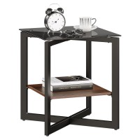 ODIKA 2-Tier Side Table, Glass Top End Table Nightstand for Home, Living Room, Bedroom - ET-SQ-GT-111623