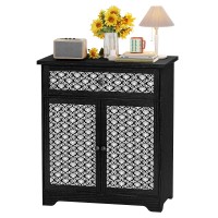 Buffet Sideboard Cabinet with Drawer & Storage, Accent Storage Cabinet with Patterned Doors for Home, Living Room, Kitchen, Entryway - SC04