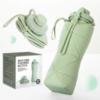 Silcone Folding Bottle, 600ml Portable Reusable Water Bottle for Indoor, Outdoor, Gym, Camping (Green) Silcone Folding Bottle, 600ml Portable Reusable Water Bottle for Indoor, Outdoor, Gym, Camping (Green)