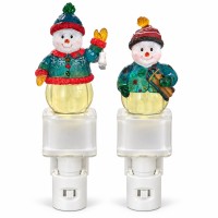 Snowman Night Lights, 2 Pack, Plug-In Christmas Snow Globe Décor Snowman Night Lights, 2 Pack, Plug-In Christmas Snow Globe Décor