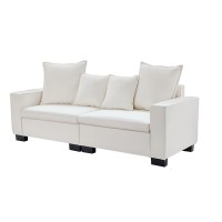 82" inch Modern Sofa, 2 Seater Modular Sofa with Extra Wide Armrests & 4 Throw Pillows for Home, Living Room - 4002