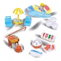 Kids Bath Toy Set Mini Beach Speedboat with Umbrella & Table for Ages 3+