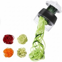 4-in-1 Vegetable Spiralizer Slicer, Handheld Veggie Noodle Maker with Stainless Steel Blades, Compact Zucchini Spaghetti Cutter for Healthy Eating – Black  4-in-1 Vegetable Spiralizer Slicer, Handheld Veggie Noodle Maker with Stainless Steel Blades, Compact Zucchini Spaghetti Cutter for Healthy Eating – Black