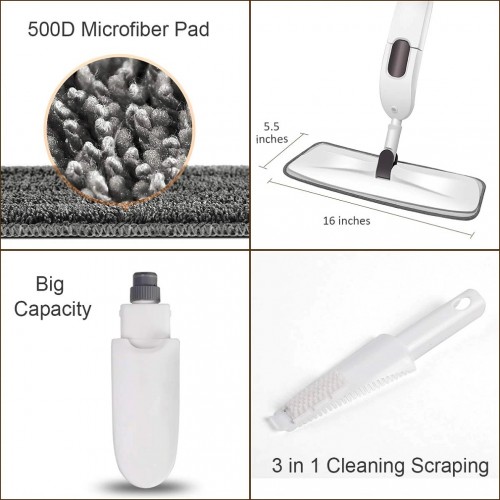 AURORA Water Spray Mop Washable Microfiber Clean Degerming Spray Mop